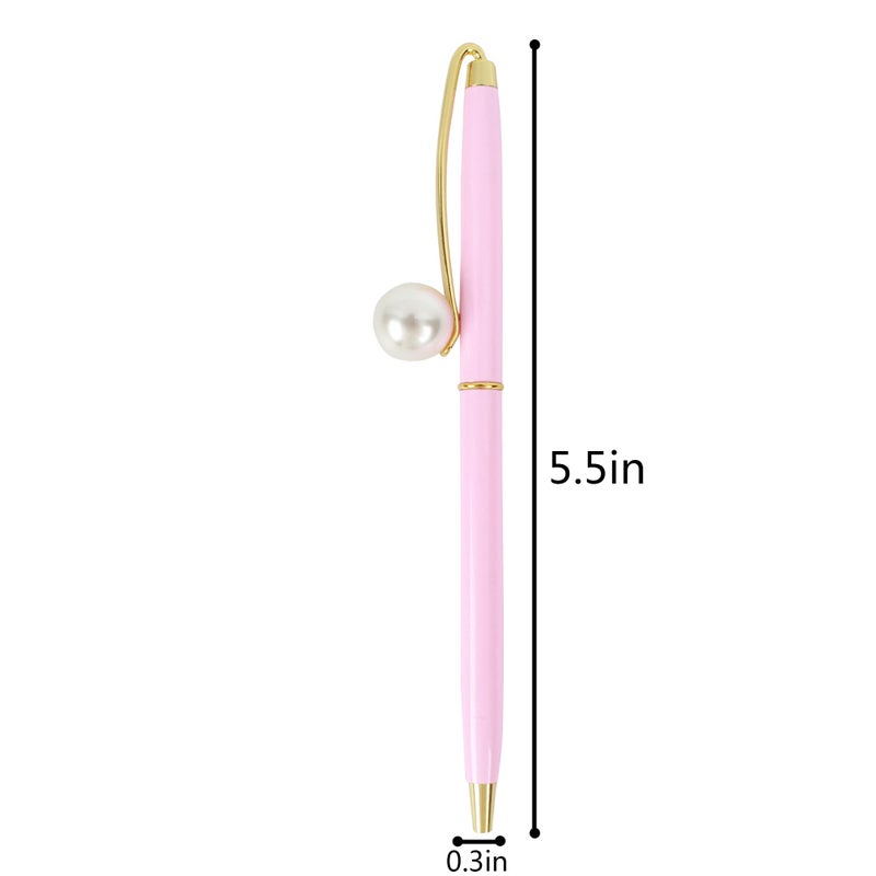 Monique 3 Pcs Pearl Decorative Metal Ballpoint Pen Ball Pen 0.7mm Fine Tip Black Ink Pink - Image 2